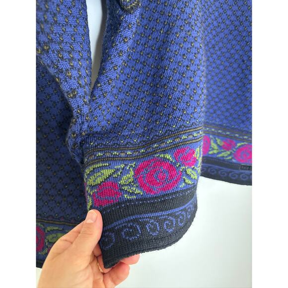 Dale of Norway Casual Dale Rose Floral Knit Cardigan Sweater - Medium - Picture 5 of 9